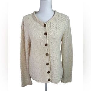Curio Knits‎ Sweater Cardigan Cream Button Up Size Large